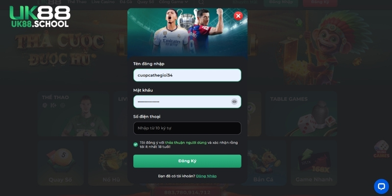 Hướng dẫn UK88 cách đăng ký tài khoản siêu thần tốc